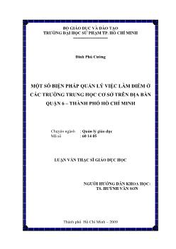 Một số biện pháp quản lý việc làm điểm ở các trường trung học cơ sở trên địa bàn Quận 6 – TP.HCM