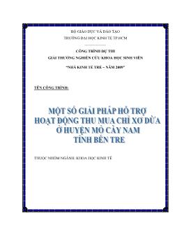 Một số giải pháp hỗ trợ hoạt động thu mua chỉ xơ dừa ở huyện Mỏ Cày Nam tỉnh Bến Tre