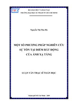 Một số phương pháp nghiên cứu sự tồn tại điểm bất động của ánh xạ tăng