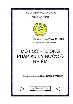 Một Số Phương Pháp Xử Lý Nước Ô Nhiễm