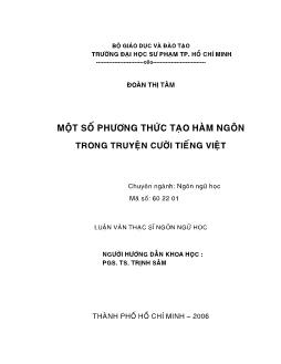 Một số phương thức tạo hàm ngôn trong truyện cười Tiếng Việt