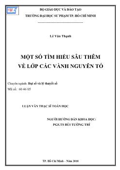 Một số tìm hiểu sâu thêm về lớp các vành nguyên tố