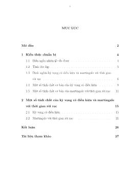 Một số tính chất của kỳ vọng có điều kiện và martingale với thời gian rời rạc