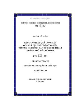 Nâng cao hiệu quả công tác quản lý giáo dục đào tạo của trường CĐ VHNT TP.HCM