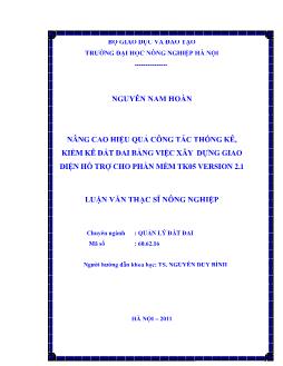 Nâng cao hiệu quả công tác thống kê, kiểm kê đất đai bằng việc xây dựng giao diện hỗ trợ cho phần mềm TK05 Version 2.1