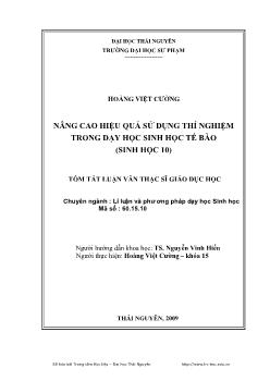 Nâng cao hiệu quả sử dụng thí nghiệm trong dạy học sinh học Tế bào (Sinh học 10)