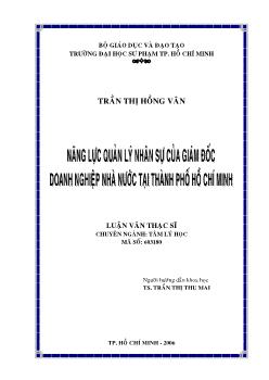 Năng lực quản lý nhân sự của giám đốc doanh nghiệp nhà nước tại TP.HCM