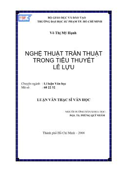 Nghệ thuật trần thuật trong tiểu thuyết Lê Lựu