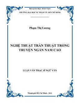 Nghệ thuật trần thuật trong truyện ngắn Nam Cao