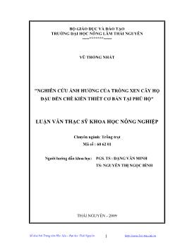 Nghiên cứu ảnh hưởng của trồng xen cây họ đậu đến chè kiến thiết cơ bản tại Phú hộ