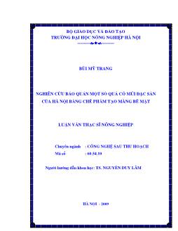 Nghiên cứu bảo quản một số quả có múi đặc sản của Hà Nội bằng chế phẩm tạo màng bề mặt