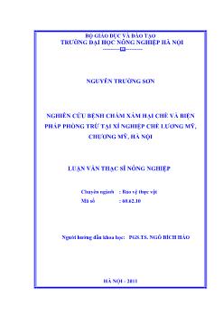 Nghiên cứu bệnh chấm xám hại chè và biện pháp phòng trừ tại xí nghiệp chè Lương Mỹ, Chương Mỹ Hà Nội