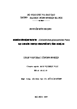 Nghiên cứu bệnh thán thư (Colletotrichum gloeosporioides Penz) hại cam năm 2009 tại vùng Phủ Quỳ, tỉnh Nghệ An