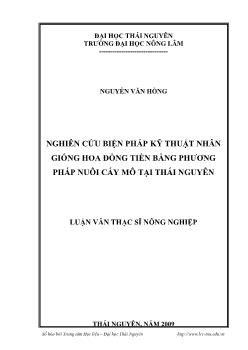 Nghiên cứu biện pháp kỹ thuật nhân giống hoa đồng tiền bằng phương pháp nuôi cấy mô tại Thái Nguyên