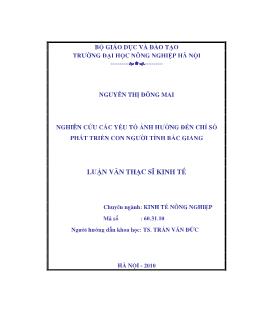 Nghiên cứu các yếu tố ảnh hưởng đến chỉ số phát triển con người Tỉnh Bắc Giang