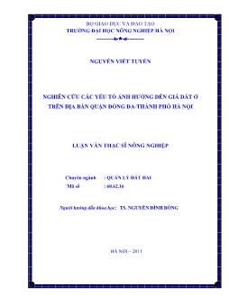 Nghiên cứu các yếu tố ảnh hưởng đến giá đất ở trên địa bàn quận Đống Đa - Thành phố Hà Nội