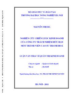 Nghiên cứu chiến lược kinh doanh của công ty trách nhiệm hữu hạn một thành viên cao su Thanh Hoá