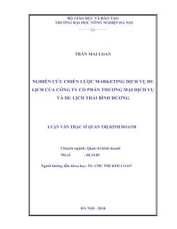 Nghiên cứu chiến lược Marketing dịch vụ du lịch của Công ty cổ phần thương mại dịch vụ và du lịch Thái Bình dương
