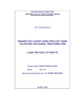 Nghiên cứu chuỗi cung ứng cây cảnh tại Huyện Văn Giang, Tỉnh Hưng Yên