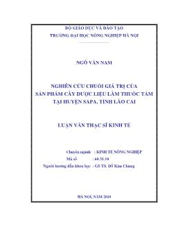 Nghiên cứu chuỗi giá trị của sản phẩm cây dược liệu làm thuốc tắm tại huyện SaPa, tỉnh Lào Cai