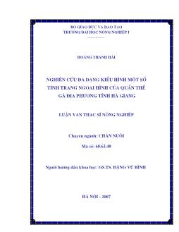 Nghiên cứu đa dạng kiểu hình một số tính trạng ngoại hình của quần thể gà địa phương tỉnh Hà Giang