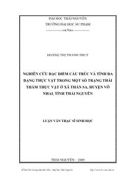 Nghiên cứu đặc điểm cấu trúc và tính đa dạng thực vật trong một số trạng thái thảm thực vật ở xã Thần Sa, huyện Võ Nhai, tỉnh Thái Nguyên