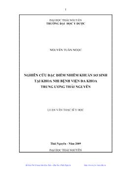 Nghiên cứu đặc điểm nhiễm khuẩn sơ sinh tại khoa Nhi bệnh viện đa khoa Trung ương Thái Nguyên