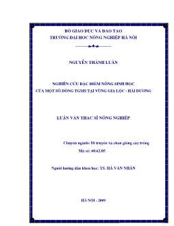 Nghiên cứu đặc điểm nông sinh học của một số dòng TGMS tại vùng Gia Lộc Hải Dương