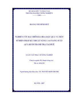 Nghiên cứu đặc điểm ra hoa đậu quả và một số biện pháp kỹ thuật nâng cao năng suất quả bưởi Thanh Trà tại Huế