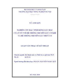 Nghiên cứu đặc tính động lực học của ôtô với hệ thống truyền lực cơ khí và hệ thống truyền lực thuỷ cơ