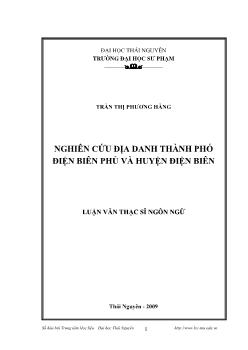 Nghiên cứu địa danh thành phố Điện Biên Phủ và huyện Điện Biên