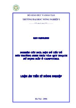 Nghiên cứu đưa một số yếu tố môi trường sinh thái vào quy hoạch sử dụng đất ở Campuchia