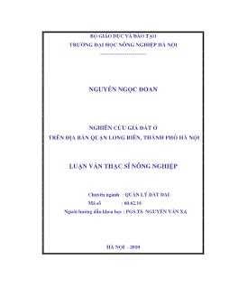 Nghiên cứu giá đất ở trên địa bàn quận Long Biên, thành phố hà Nội