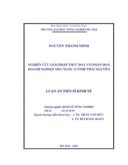Nghiên cứu giải pháp thúc đẩy cổ phần hoá doanh nghiệp nhà nước ở Tỉnh Thái Nguyên