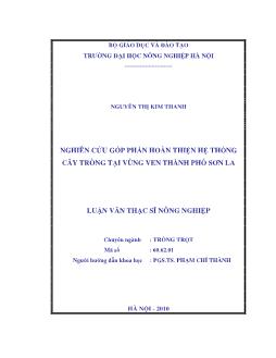 Nghiên cứu góp phần hoàn thiện hệ thống cây trồng tại vùng ven thành phố Sơn La