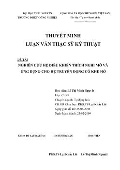 Nghiên cứu hệ điều khiển thích nghi Mờ và ứng dụng cho hệ truyền động có khe hở