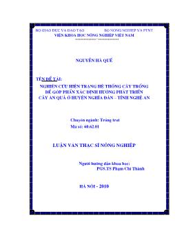 Nghiên cứu hiện trạng hệ thống cây trồng để góp phần xác định hướng phát triển cây ăn quả ở huyện Nghĩa Đàn - Tỉnh Nghệ An
