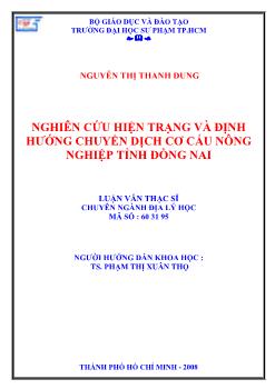 Nghiên cứu hiện trạng và định hướng chuyển dịch cơ cấu nông nghiệp tỉnh Đồng Nai
