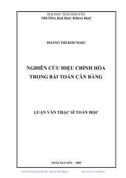 Nghiên cứu hiệu chỉnh hóa trong bài toán cân bằng