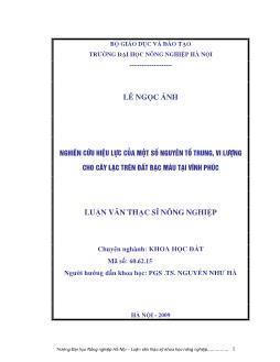 Nghiên cứu hiệu lực của một số nguyên tố trung, Vi lượng cho cây lạc trên đất bạc màu tại Vĩnh Phúc
