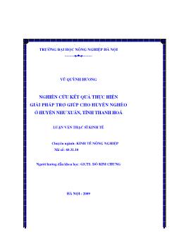 Nghiên cứu kết quả thực hiện giải pháp trợ giúp cho huyện nghèo ở Như Xuân tỉnh Thanh Hoá