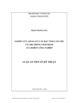 Nghiên cứu, khảo sát các đặc tính làm việc của hệ thống chấp hành của Robot công nghiệp