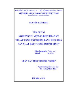 Nghiên cứu một số biện pháp kỹ thuật canh tác nhằm tăng hiệu quả sản xuất đậu tương ở Bình Định