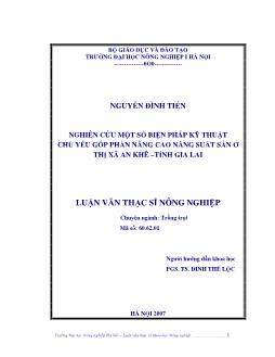 Nghiên cứu một số biện pháp kỹ thuật chủ yếu góp phần nâng cao năng suất sắn ở thị xã An Khê - Tỉnh Gia Lai