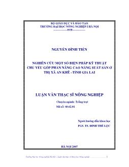 Nghiên cứu một số biện pháp kỹ thuật chủ yếu góp phần nâng cao năng suất sắn ở thị xã An Khê - Tỉnh Gia Lai