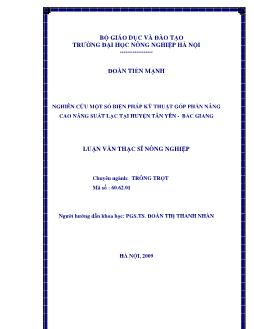 Nghiên cứu một số biện pháp kỹ thuật góp phần nâng cao năng suất lạc tại Huyện Tân Yên Bắc Giang