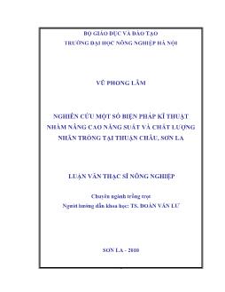 Nghiên cứu một số biện pháp kỹ thuật nhằm nâng cao năng suất và chất lượng Nhãn trồng tại Thuận Châu,Sơn La