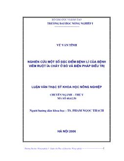 Nghiên cứu một số đặc điểm bệnh lí của bệnh viêm ruột ỉa chảy ở bò và biện pháp điều trị