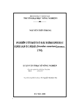 Nghiên cứu một số đặc điểm sinh học, sinh sản của Ốc nhảy (Strombus Canarium Linneaus,1758)