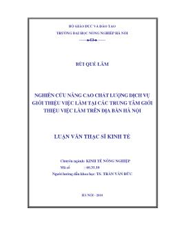 Nghiên cứu nâng cao chất lượng dịch vụ giới thiệu việc làm tại các trung tâm giới thiệu việc làm trên địa bàn Hà Nội